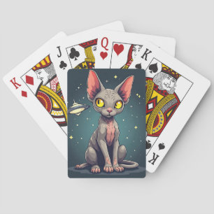 Domande över Sphynx Katt UFO Rymd Tecknad Konst Casinokort