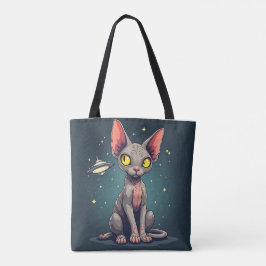 Domande över Sphynx Katt UFO Rymd Tecknad Konst Tygkasse