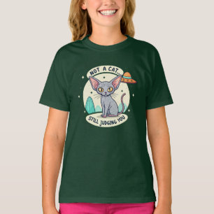 Domande över Sphynx Katt UFO Sarcastic Tecknad Kon T Shirt