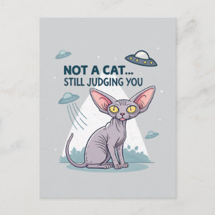 Domande Sphynx Katt UFO Sarcastic Tecknad Konst Vykort