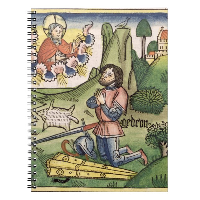 Domare 6 36 Gideon sätter ut ullen, från ', Anteckningsbok Med Spiral (Framsidan)