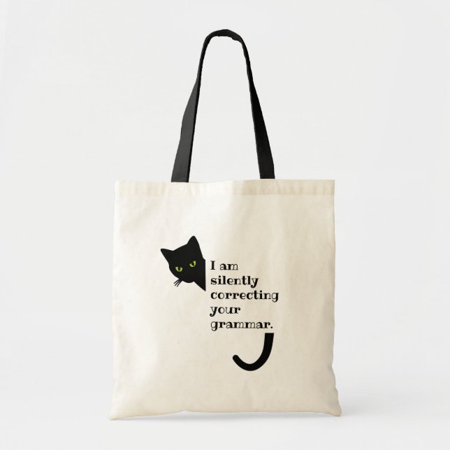 Domare Cat rättar tyst ditt Grammar Tygkasse (Framsidan)