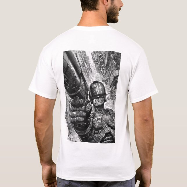 Domare Dredd Retro Pistol T-Shirt (Baksida)