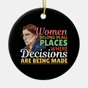 Domare för Ruth Bader Ginsburg Feminist Lawyer Julgransprydnad Keramik