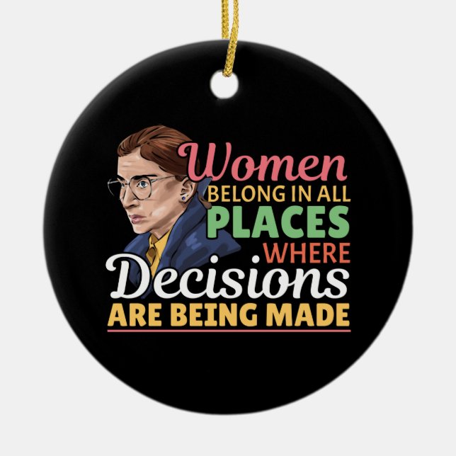 Domare för Ruth Bader Ginsburg Feminist Lawyer Julgransprydnad Keramik (Framsidan)