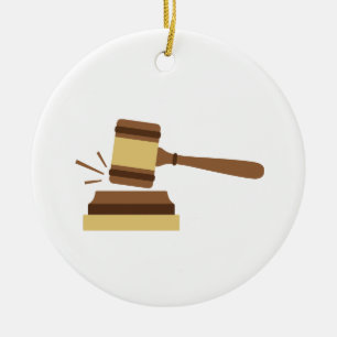 Domare Gavel Julgransprydnad Keramik