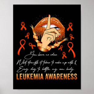 Domare Me Leukemia Awareness Warrior Orange Ribbon Poster