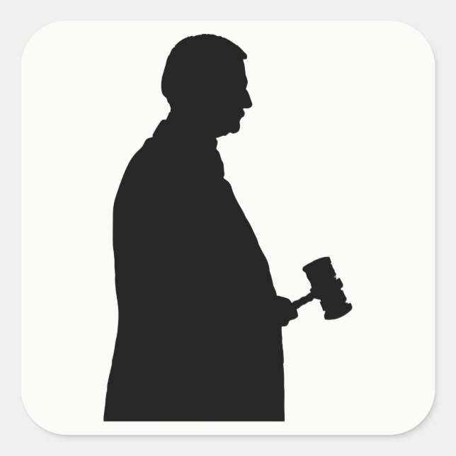 Domare med Gavel Silhouette Fyrkantigt Klistermärke (Framsida)