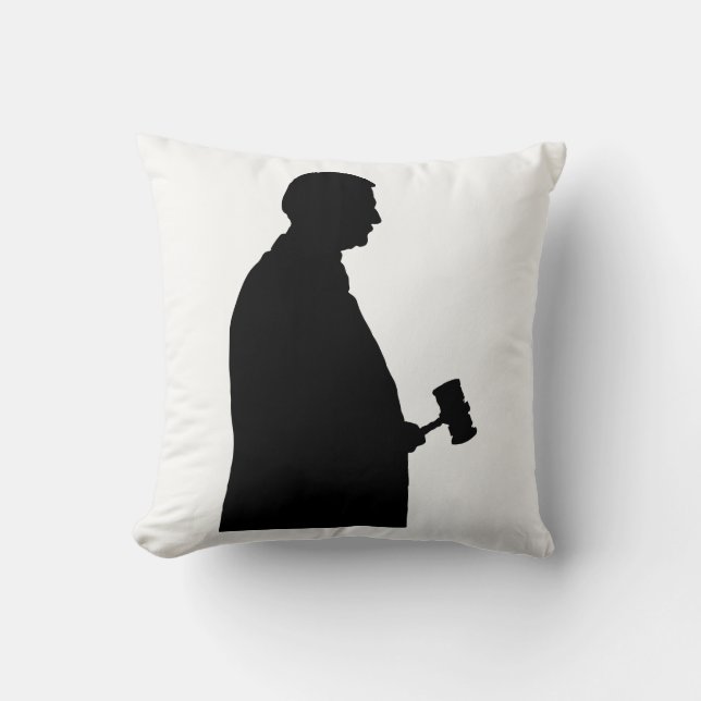 Domare med Gavel Silhouette Kudde (Framsida)