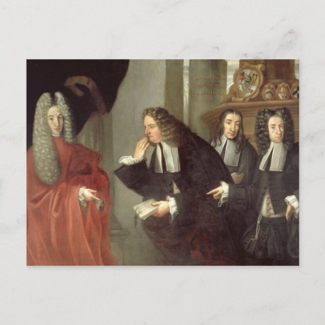 Domare och tre advokater, Venetian School (olja) Vykort (Framsida)