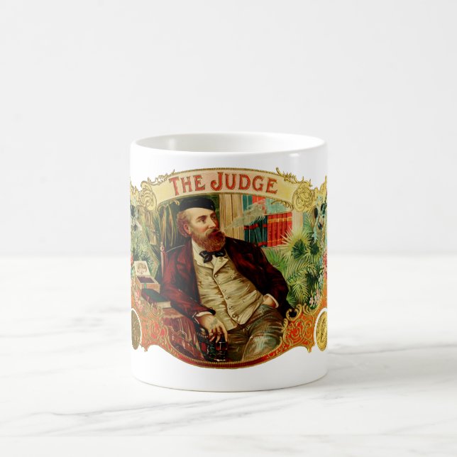 Domarens Vintage Cigar Box-etikett Kaffemugg (Center)