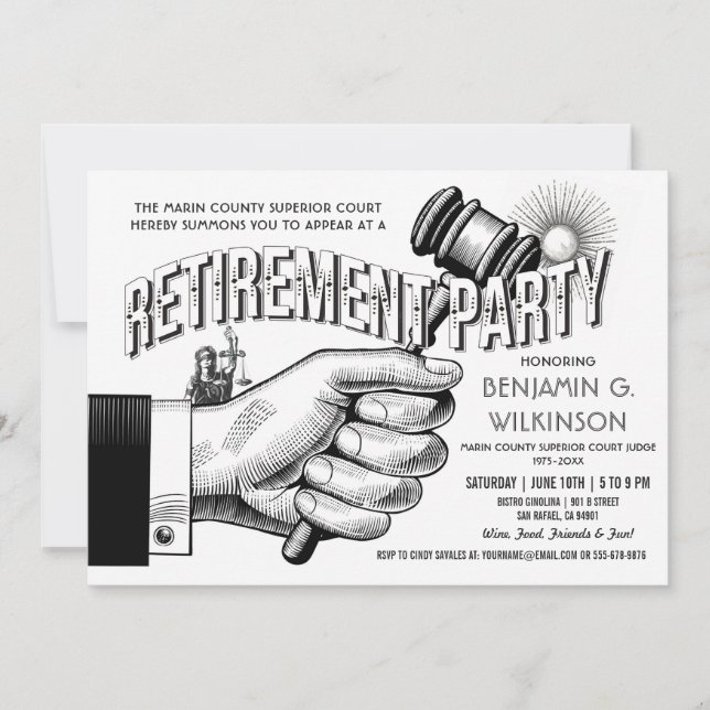 Domarepensioninbjudan - Retro partyvintage Inbjudningar (Framsida)