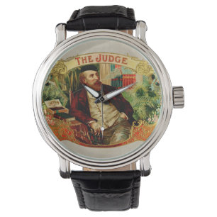 Domarevintagecigarren boxas etiketten armbandsur