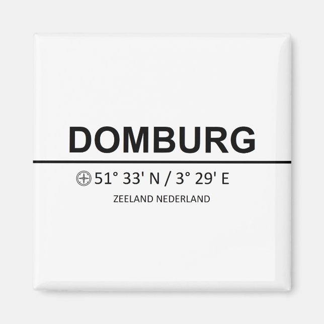 Domburg Coordinaten - Domburg Coordinates Magnet (Framsidan)