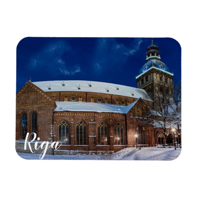 Dome cathedral on Dome square i Riga, Lettland Magnet (Horisontell)