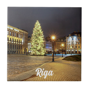 Dome Square med Julgran i Riga Kakelplatta