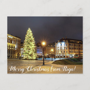 Dome Square med Julgran i Riga Vykort