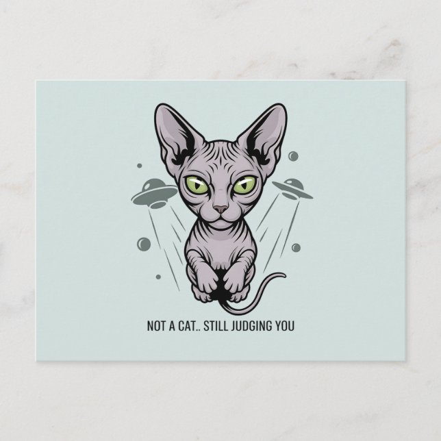 Domedollik Sphynx Katt i Rymd Konst Vykort (Framsida)