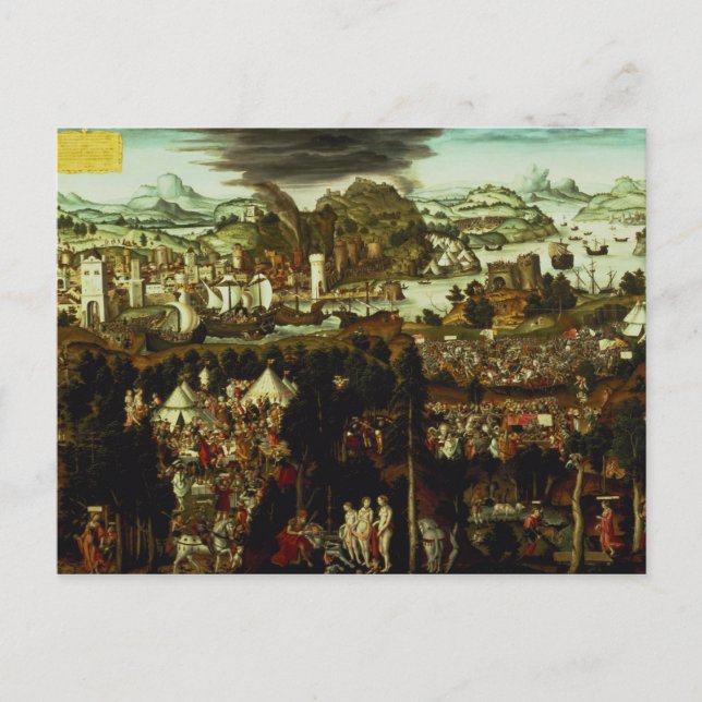 Domen från Paris och trojanska Krig, 1540 Vykort (Framsida)