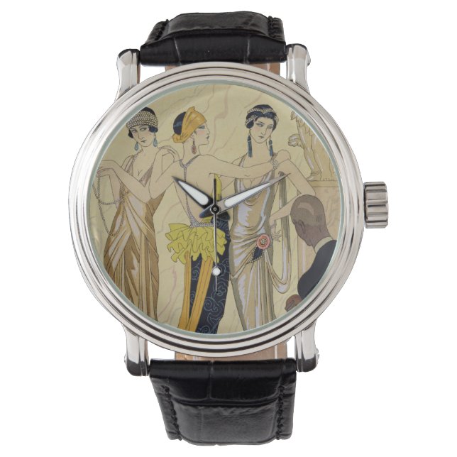 Domen i Paris, 1920-30 (pochoir print) Armbandsur (Framsida)
