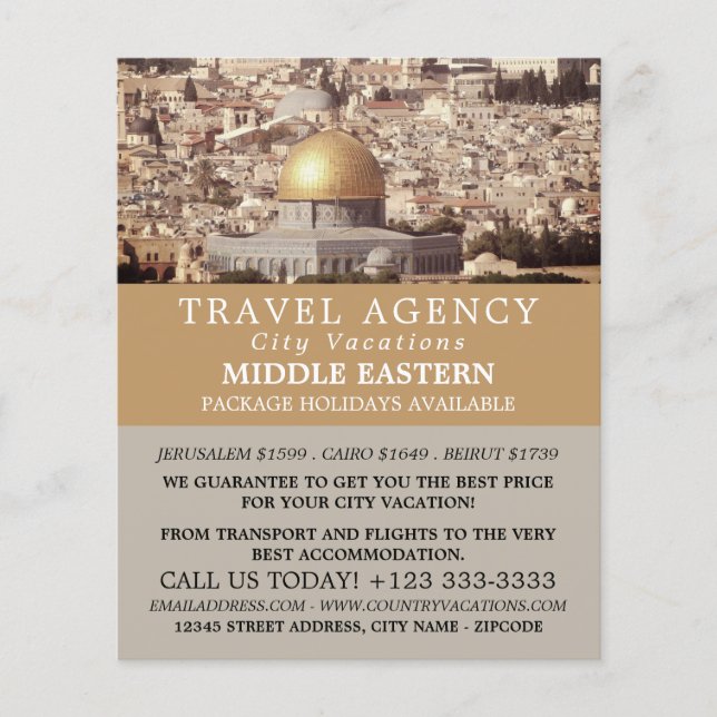 Domen i Sten, Jerusalem, resebyrån Fly Flygblad (Framsidan)