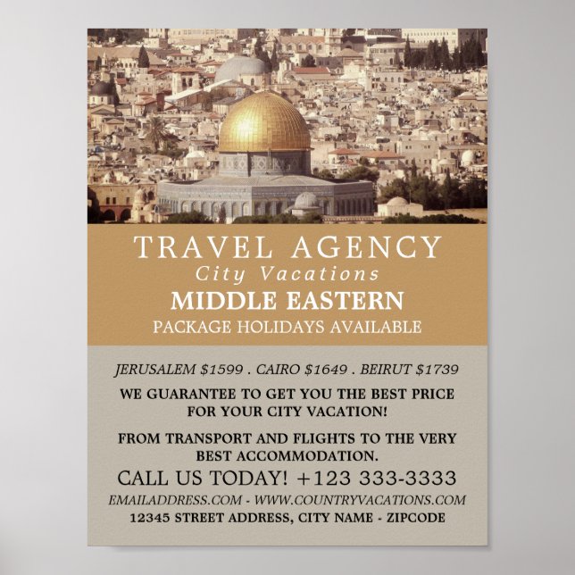 Domen vid Sten, Jerusalem, resebyrån Poster (Framsidan)