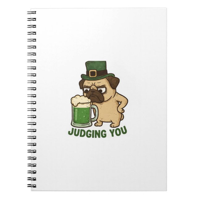 Dömer Dig Mops St.Patrick's Day Anteckningsbok (Framsidan)