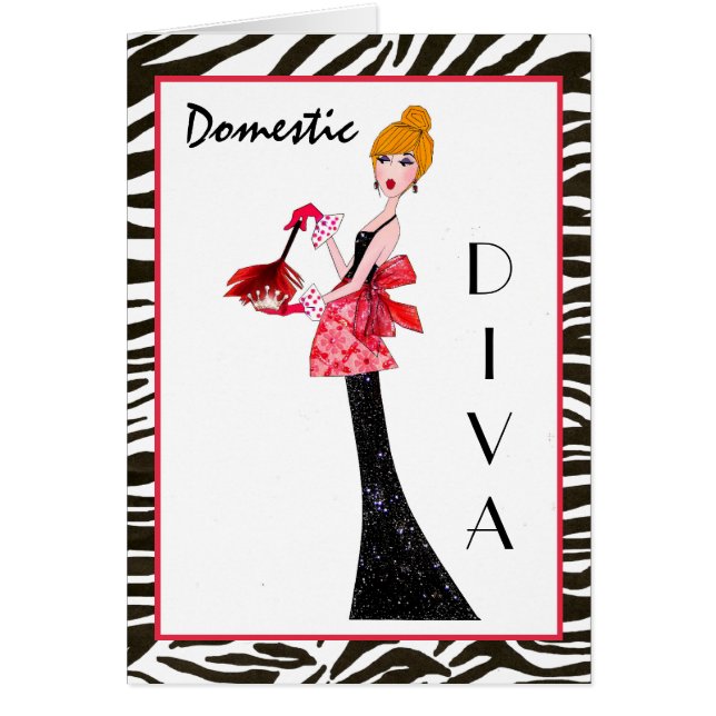"Domestic Diva" Hälsningskort (Framsidan)