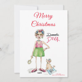 Domestic Diva, Lycklig Helgdag Önskemål Caricature Julkort