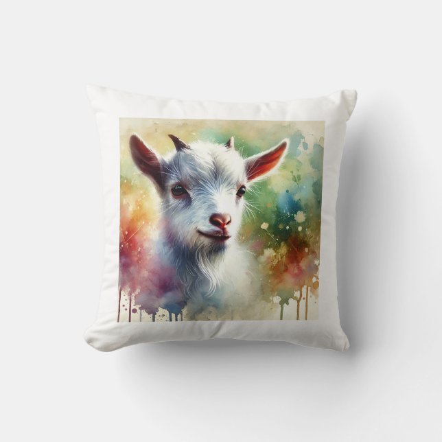 Domestic Goat 300724AREF118 - Watercolor Kudde (Framsida)