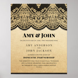 "Domestic Partnership" Snöre Bröllop-certifikat Poster