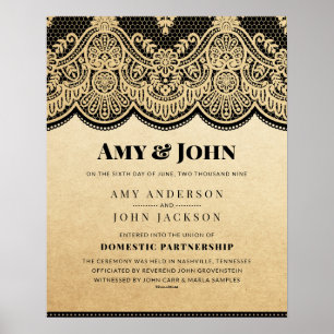 "Domestic Partnership" Snöre Bröllop-certifikat Poster