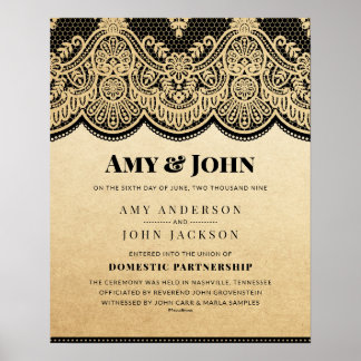 "Domestic Partnership" Snöre Bröllop-certifikat Poster
