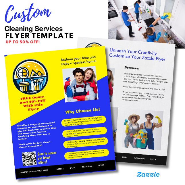 ⭐️ Domestic Städning Business Flyer-mall EDIT Flygblad (Skapare uppladdad)