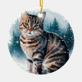 Domestic Tabby katt Circle jul Julafton Ornament