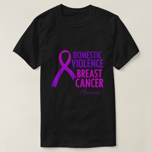 Domestic Våldet och bröstcancermedvetandehöjande m T Shirt (Design framsida)