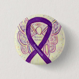 Domestic Våldsmedvetenhet Angel Ribbon Pin Knapp