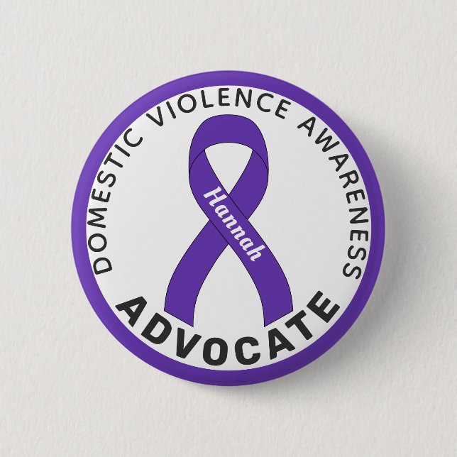 Domestic Violence Advocate Ribbon White Button Knapp (Framsida)