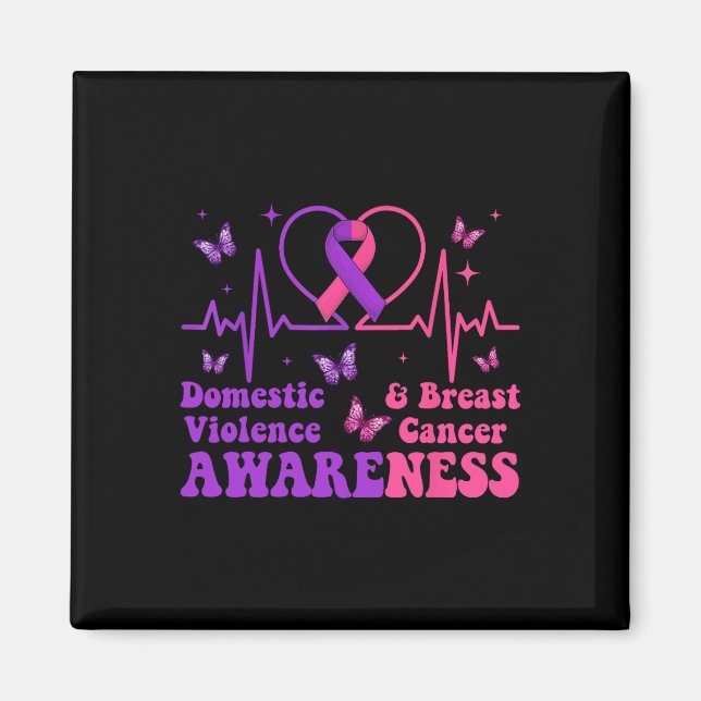Domestic Violence&amp; Breast Cancer Awareness Mo Magnet (Framsidan)