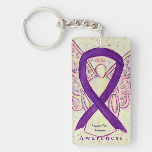 Domestic Violence Angel Awareness Ribbon Keychain (Framsidan)