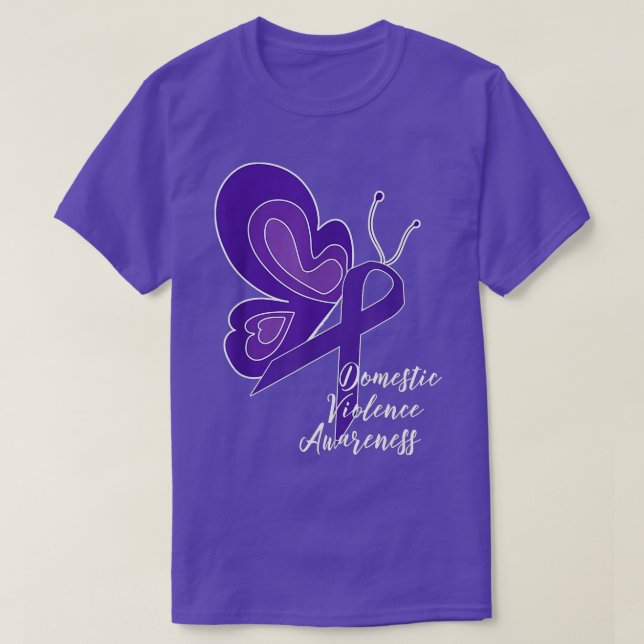 DOMESTIC VIOLENCE AWARENESS ABUSE PURPLE RIBBON BU T SHIRT (Design framsida)