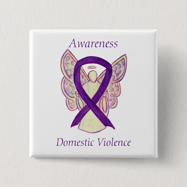 Domestic Violence Awareness Angel Ribbon Pin Knapp (Framsida)