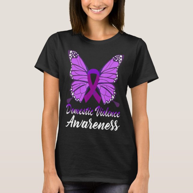 Domestic Violence Awareness Butterfly Purple Ribbo T Shirt (Framsida)