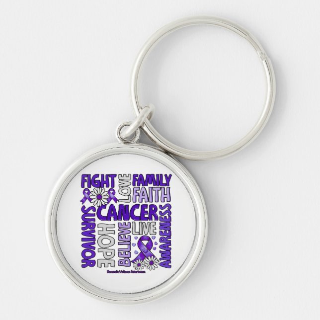 Domestic Violence Awareness - Fight kärlek Survor Rund Silverfärgad Nyckelring (Framsidan)