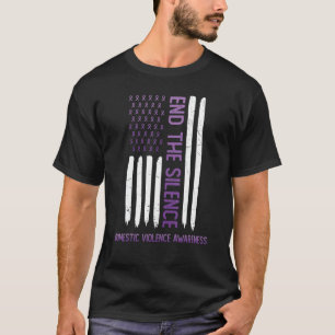 Domestic Violence Awareness Lila USA flagga End th T Shirt