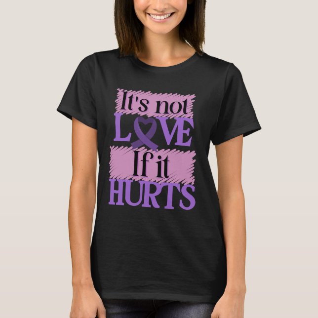 Domestic Violence Awareness Lila Warrior T Shirt (Framsida)