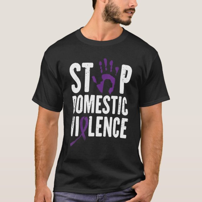Domestic Violence Awareness month Purple Ribbon T Shirt (Framsida)