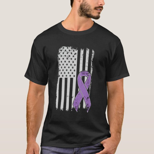 Domestic Violence Awareness Patriotic USA flagga R T Shirt (Framsida)