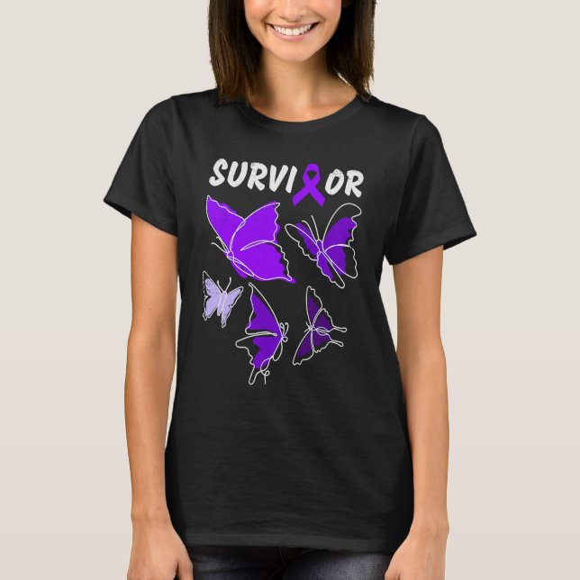 Domestic Violence Awareness purple butterflies Sur T Shirt (Framsida)