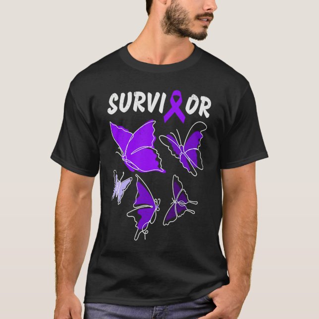 Domestic Violence Awareness purple butterflies Sur T Shirt (Framsida)